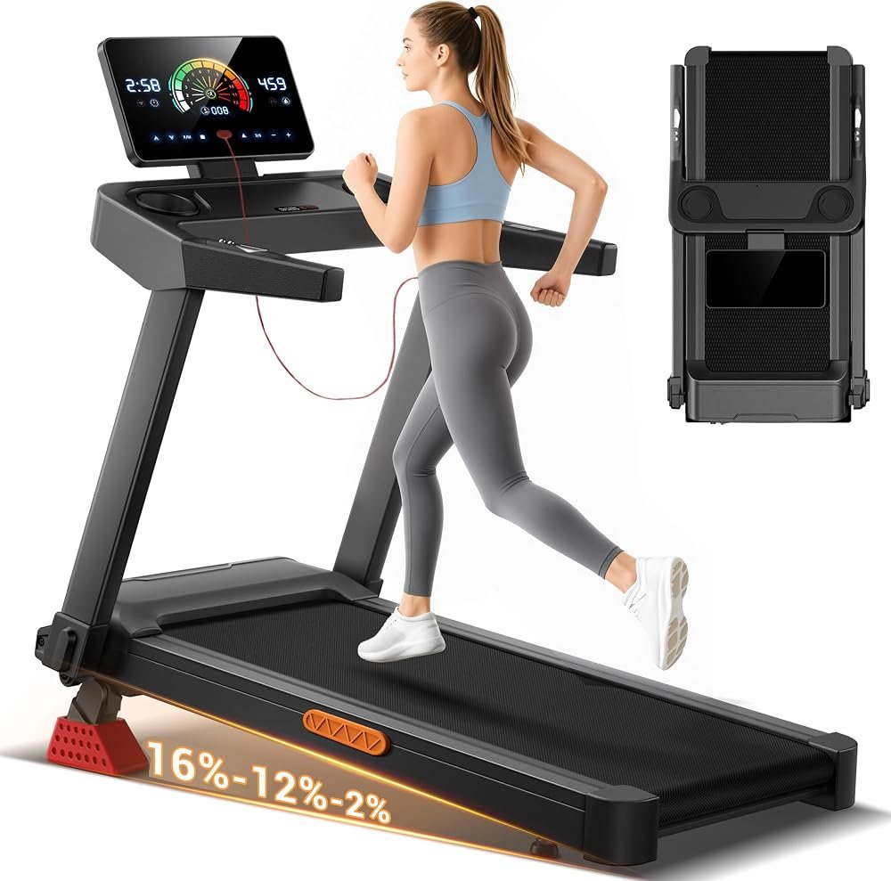 LONTEK Cinta de Correr Plegable con Inclinación del 16 %